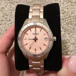 Fossil Pink and Rose Gold Tone Watch